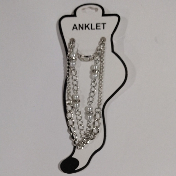 Silver-Tone Chain Anklet with Matching Toe Ring – Chic Layered Boho Jewelry Set - Picture 3 of 7